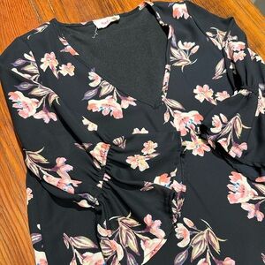 Peach Love California Dress, Black & Floral, Women's Small